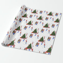Carolers en kerstbomen cadeaupapier