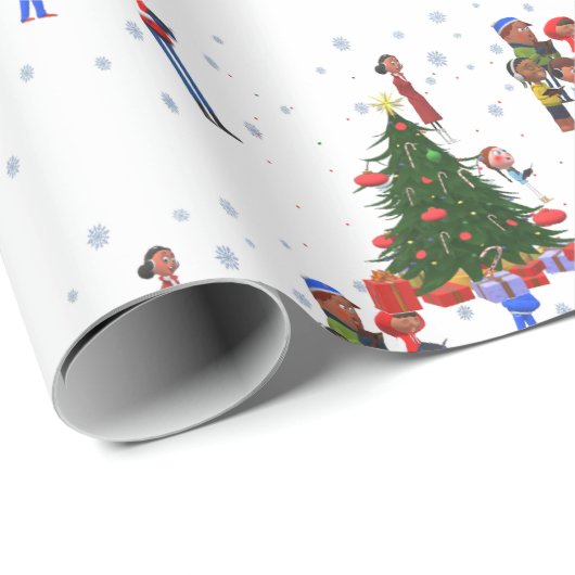 Carolers en kerstbomen cadeaupapier (Rol Hoek)