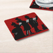 Carolers in Silhouette Kerstmis Kartonnen Onderzetters (Schuin)