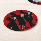Carolers in Silhouette Kerstmis Ronde Kartonnen Onderzetter (Gebogen)