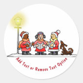 Carolers Kerstmis Ronde Sticker (Voorkant)