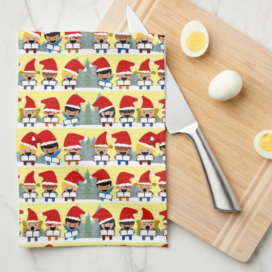 Carolers Kerstmis Theedoek (Quarter Fold)