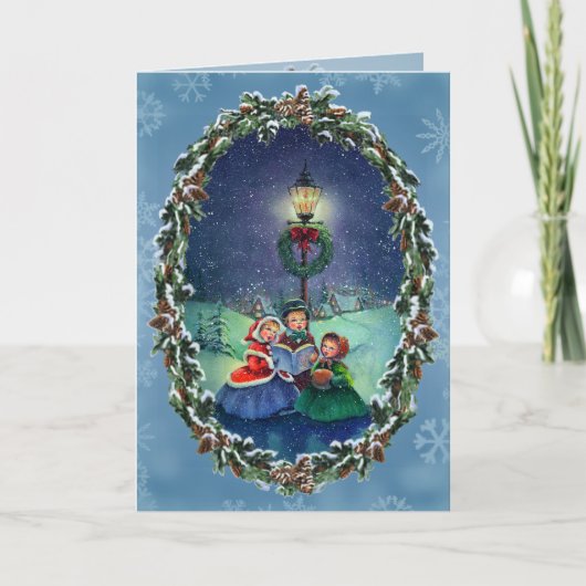 CAROLERS, LAMP & KROON DOOR SHARON SHARPE FEESTDAGEN KAART (Voorkant)