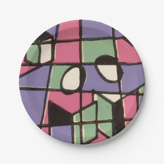 Carolers Stainglass Papieren Bordje (Voorkant)