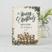  Carolers Vrolijk Kerstfeest Feestdagenkaart (Staand voorkant)