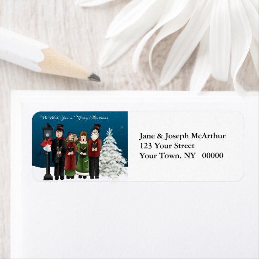 Carolers Winter Scene Etiket (Insitu)