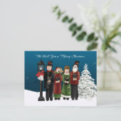 Carolers Winter Scene Feestdagenkaart (Staand voorkant)