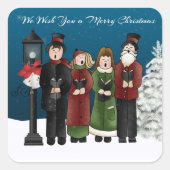 Carolers Winter Scene Vierkante Sticker (Voorkant)