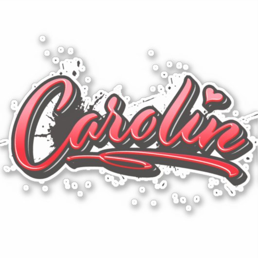 Carolin red Heart Graffiti Aufkleber Sticker (Voorkant)