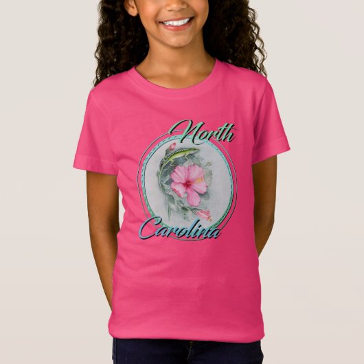 Carolina Anole en Hibiscus T-shirt (Voorkant)
