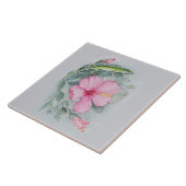 Carolina Anole & Hibiscus Ceramic Tegel Tegeltje (Zijkant)