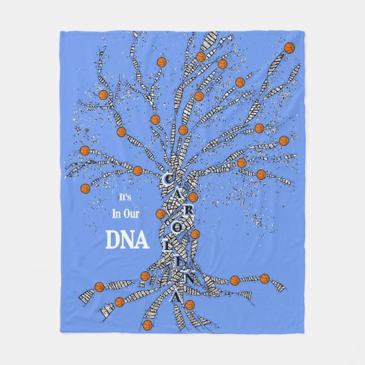 Carolina Basketball in ons DNA Fleece Deken (Voorkant)