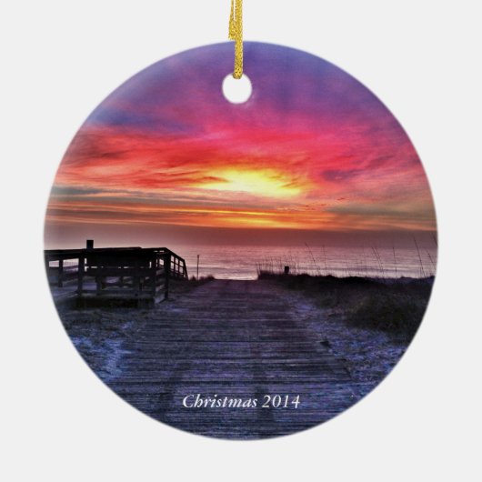 Carolina Beach 2014 kerstboomversiering Keramisch Ornament (Achterkant)