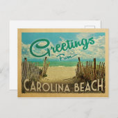 Carolina Beach Briefkaart Vintage Travel (Voorkant / Achterkant)