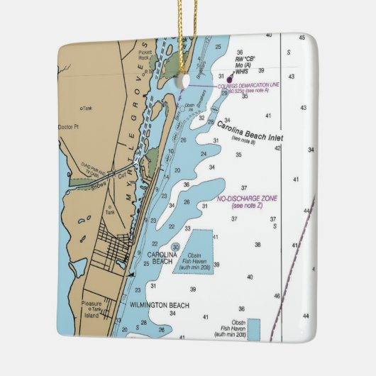 Carolina Beach NC Chart Keramisch Ornament (Links)