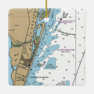 Carolina Beach NC Chart Keramisch Ornament
