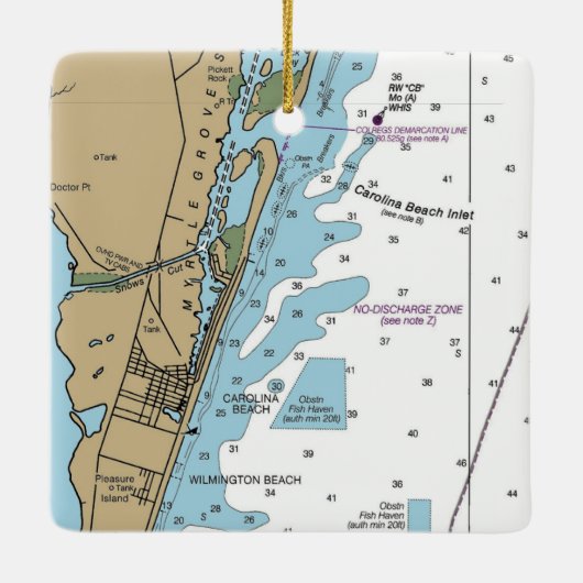 Carolina Beach NC Chart Keramisch Ornament (Achterkant)