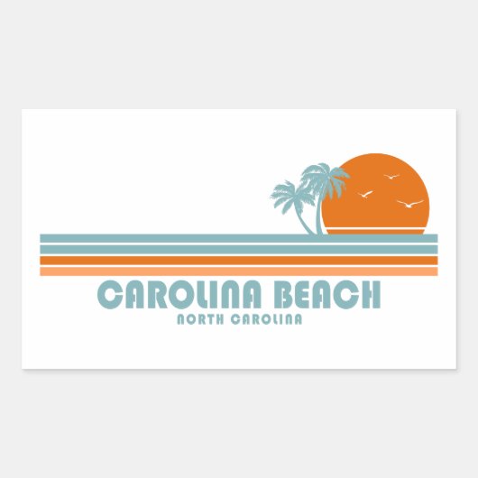 Carolina Beach North Carolina Sun Palm Trees Rechthoekige Sticker (Voorkant)