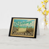 Carolina Beach Vintage Travel Kaart (Gele Bloem)