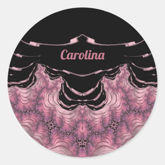 CAROLINA ~ Black and Pink ~ Ronde Sticker (Voorkant)