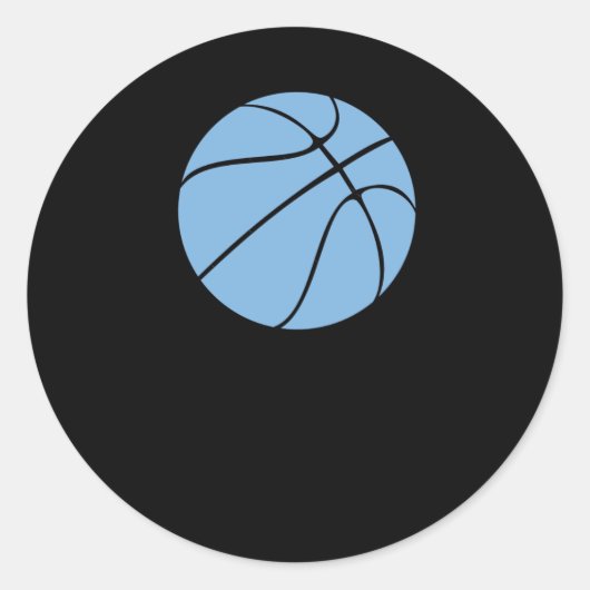 Carolina Blauw Licht Blauw Basketbal Graphic met O Ronde Sticker (Voorkant)