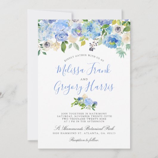 Carolina Bloom | Bloemenbruiloft uitnodigen Kaart (Voorkant)