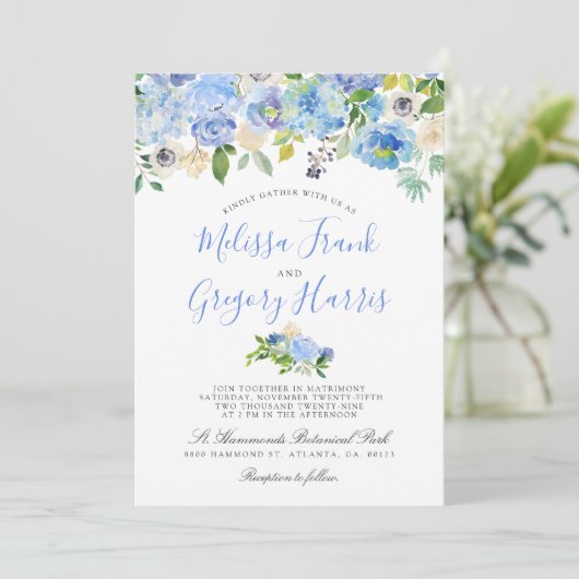 Carolina Bloom | Bloemenbruiloft uitnodigen Kaart (Staand voorkant)