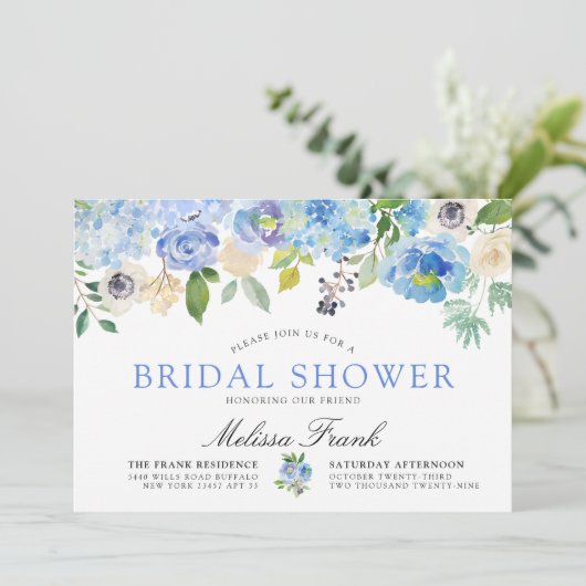 Carolina Bloom | Bridal Shower-uitnodiging Kaart (Staand voorkant)