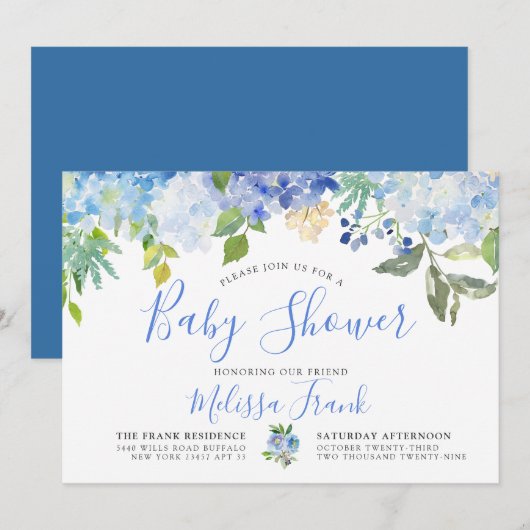 Carolina Bloom | uitnodiging tot baby shower (Voorkant / Achterkant)