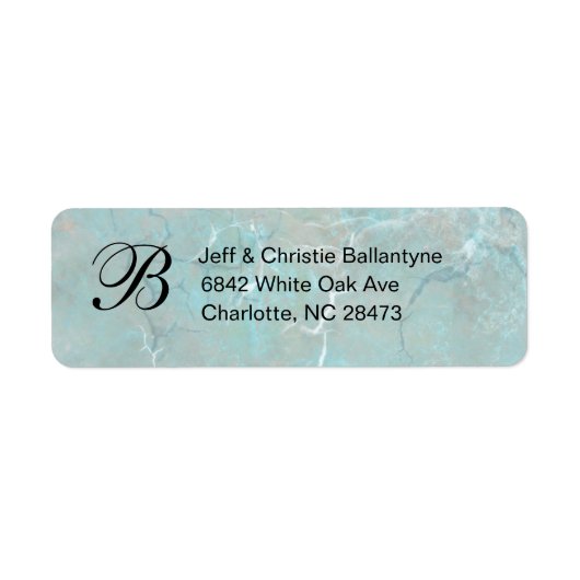 Carolina Blue Concrete Monogram Retouradres Lab Etiket (Voorkant)
