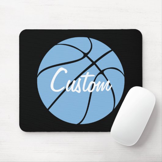 Carolina Blue Custom Team Name Basketball Mousepad Muismat (Met muis)