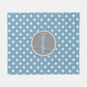 Carolina Blue en Dove Grey Stars Monogram Fleece Deken (Voorkant (Horizontaal))