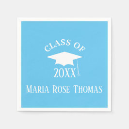 Carolina Blue Grad Cap & Leaves Papieren Servetten