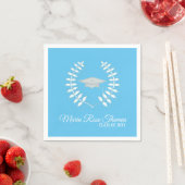 Carolina Blue Grad Cap & Leaves Papieren Servetten (Insitu)