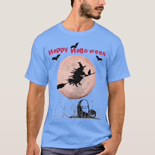 Carolina Blue Halloween Witch T-shirt (Voorkant)