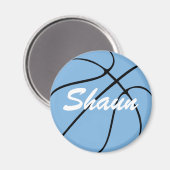 Carolina Blue / Light Blue Basketball Custom Text Magneet (Voorkant / Achterkant)