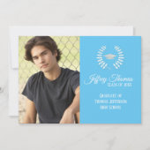 Carolina Blue Pet & Leaves Afstudeerder Invitation Kaart (Voorkant)