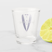 Carolina Blue Tuxedo Groomsman Shot Glass Glas (Achterkant)