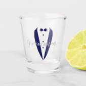 Carolina Blue Tuxedo Groomsman Shot Glass Glas (Voorkant)