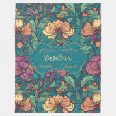 Carolina Bold Blooms Art Nouveau Fleece Deken (Voorkant)