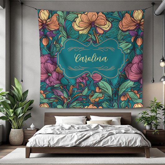 Carolina Bold Blooms Art Nouveau Fleece Deken
