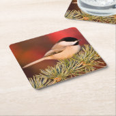 Carolina Chickadee in Blue Atlas Cedar Kartonnen Onderzetters (Schuin)