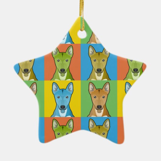Carolina Dog Cartoon Pop-Art Keramisch Ornament (Achterkant)