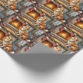 Carolina Dog Fireplace with Christmas Lights Cadeaupapier (Hoek)