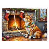 Carolina Dog Fireplace with Christmas Lights Groot Cadeauzakje (Achterkant)