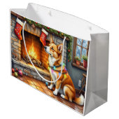 Carolina Dog Fireplace with Christmas Lights Groot Cadeauzakje (Achterkant Gekanteld)