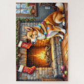 Carolina Dog Fireplace with Christmas Lights Legpuzzel (Verticaal)