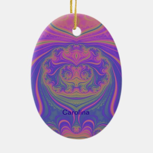 CAROLINA ~ EASTER EGG ~ Roze Paars geel ~ Keramisch Ornament (Achterkant)