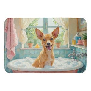 Carolina-hond badtijd helder badkamerdecor badmat