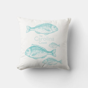 Carolina Kust Vintage Turquoise Zoutwater Vis Kussen